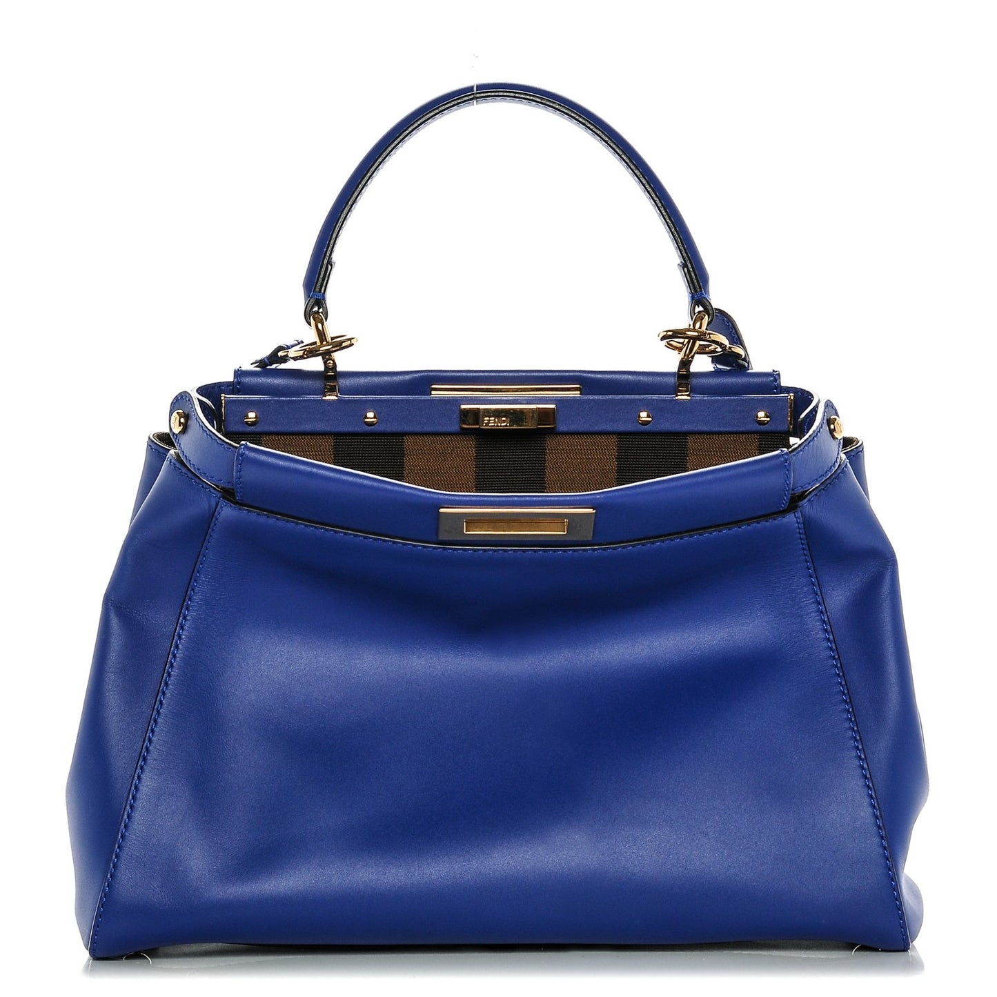 Vitello Morgan Fabric Jacquard Pequin Medium Peekaboo Iconic Satchel Blue Neon Tobacco