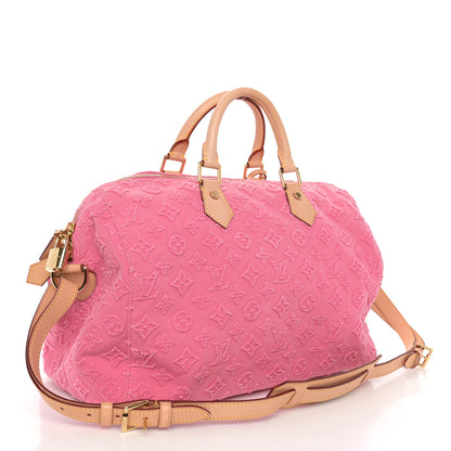 Louis Vuitton Denim Monogram Stone Speedy Bandouliere 35 Rose 3 of 10