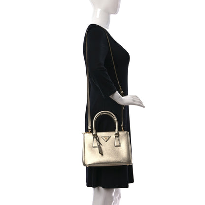 Prada Metallic Saffiano Small Galleria Double Zip Tote Platino 2 of 8