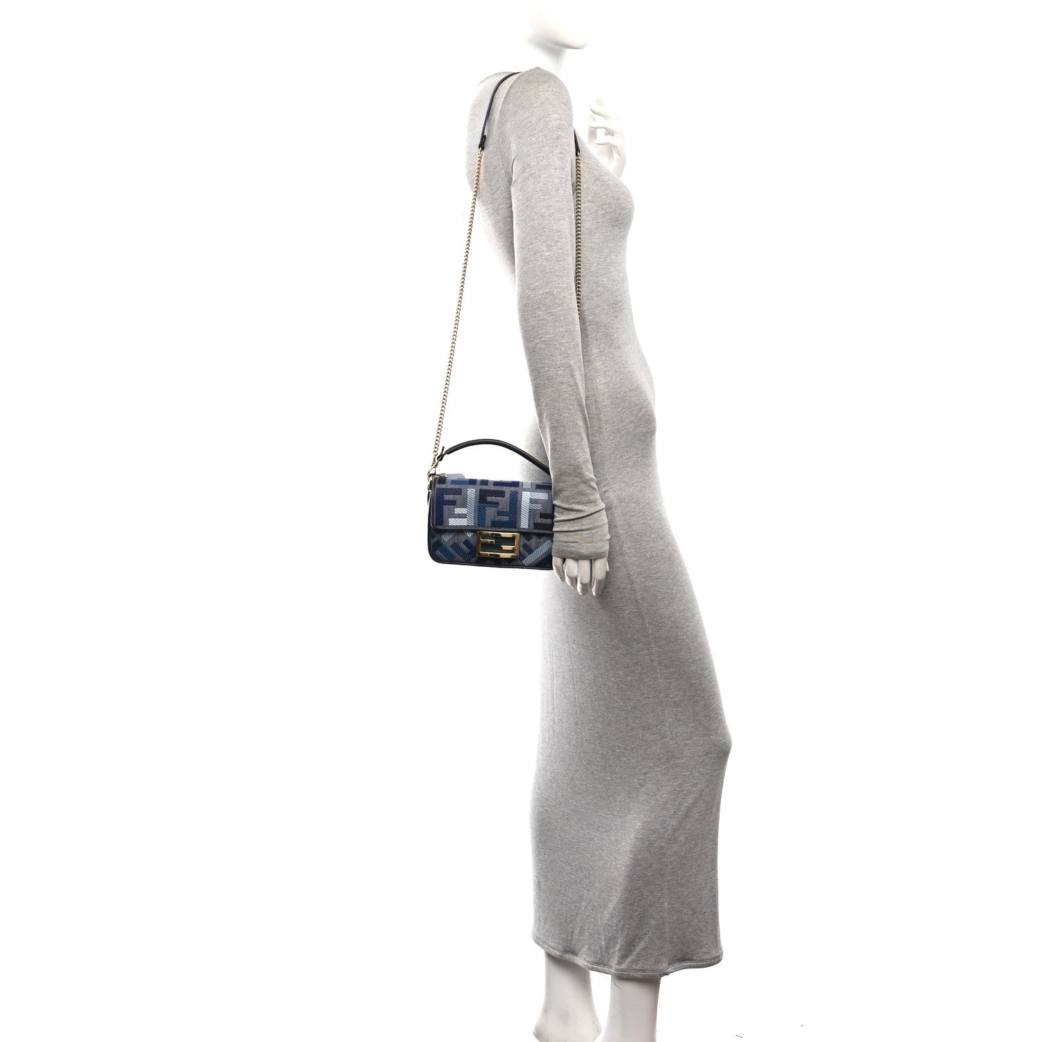 Fendi Canvas Vitello King Seta FF Embroidered Mini Baguette Myrtle Multicolor 2 of 11