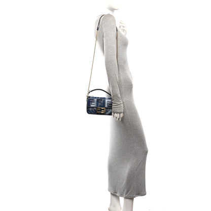 Fendi Canvas Vitello King Seta FF Embroidered Mini Baguette Myrtle Multicolor 2 of 11