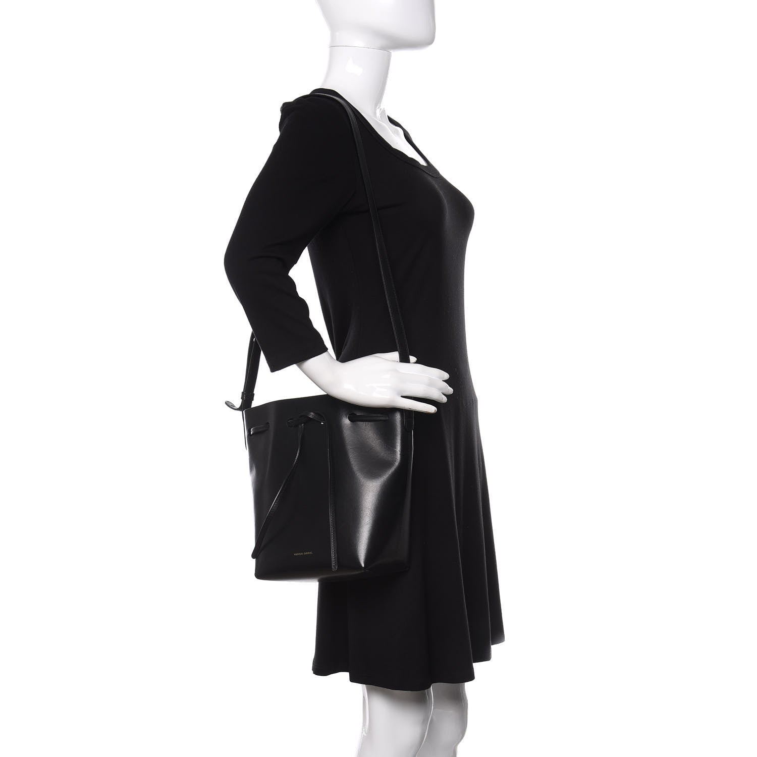 Mansur Gavriel Calfskin Mini Bucket Bag Black Blu 2 of 9