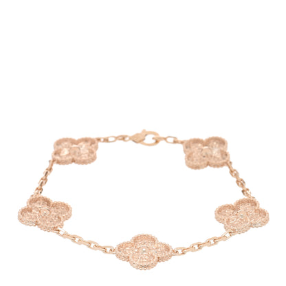 Van Cleef & Arpels 18K Rose Gold 5 Motifs Vintage Alhambra Bracelet 1 of 4