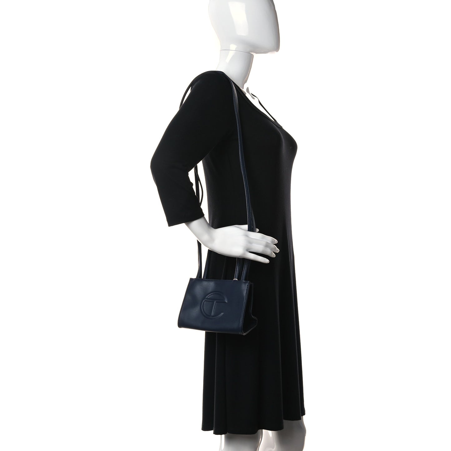 Vegan Leather Small Shopping Bag Navy