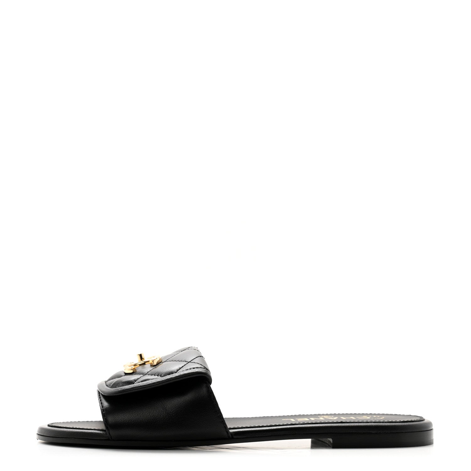 Chanel Lambskin Quilted Turnlock Flat Mules 38 Black 1 of 10