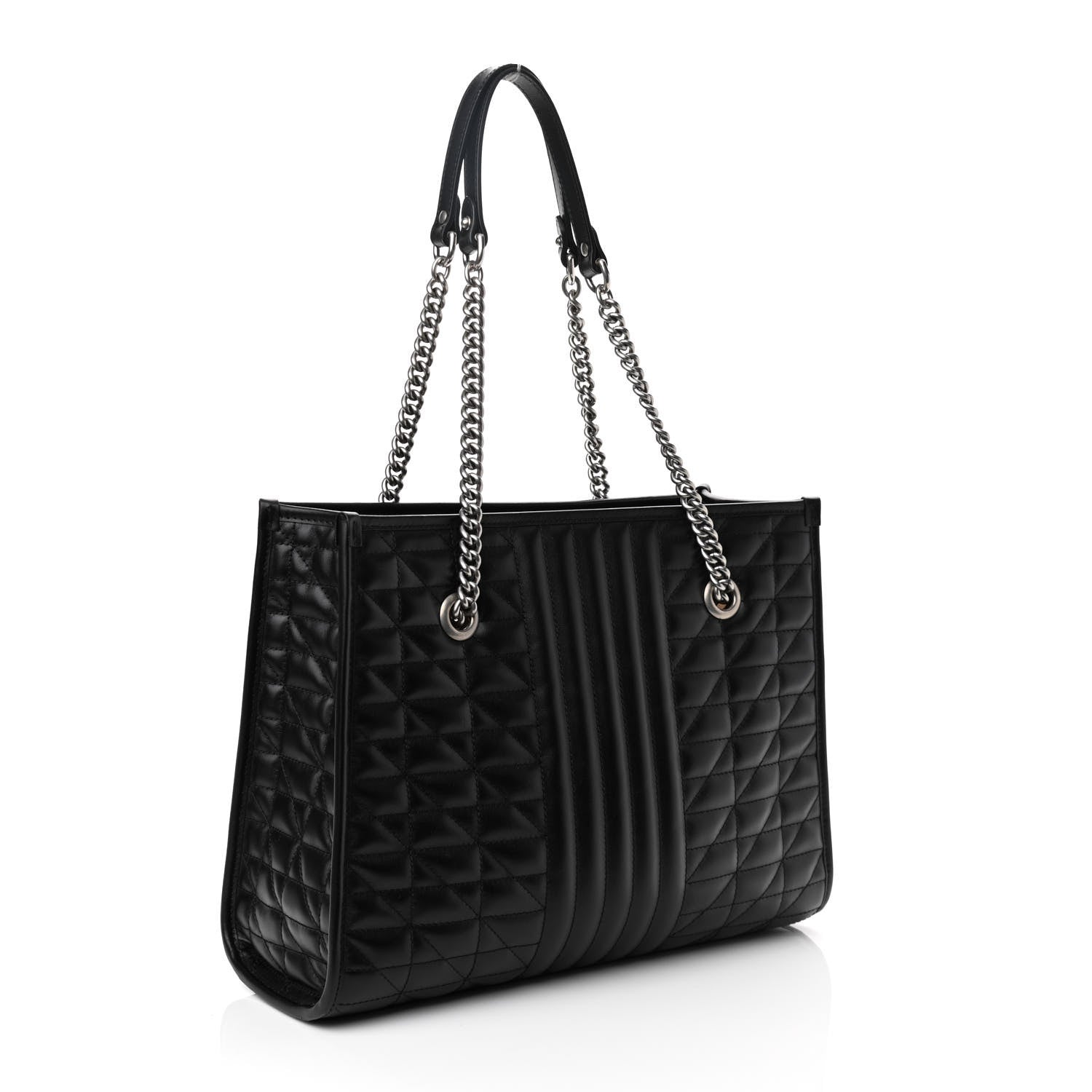 Gucci Calfskin Matelasse Aria Medium GG Marmont Shoulder Tote Black 2 of 9