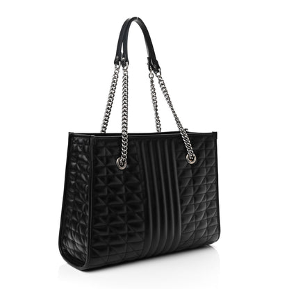 Gucci Calfskin Matelasse Aria Medium GG Marmont Shoulder Tote Black 2 of 9