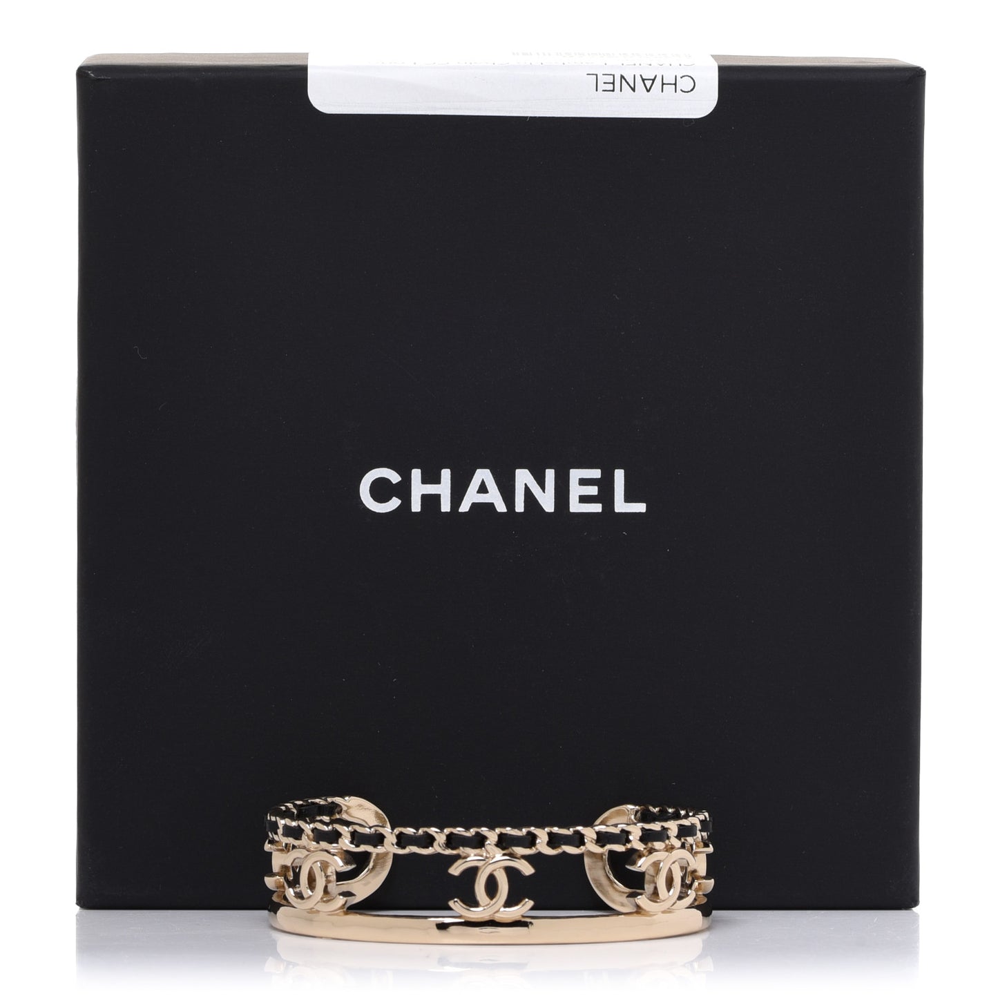 Metal Lambskin Chain CC Bracelet S Gold