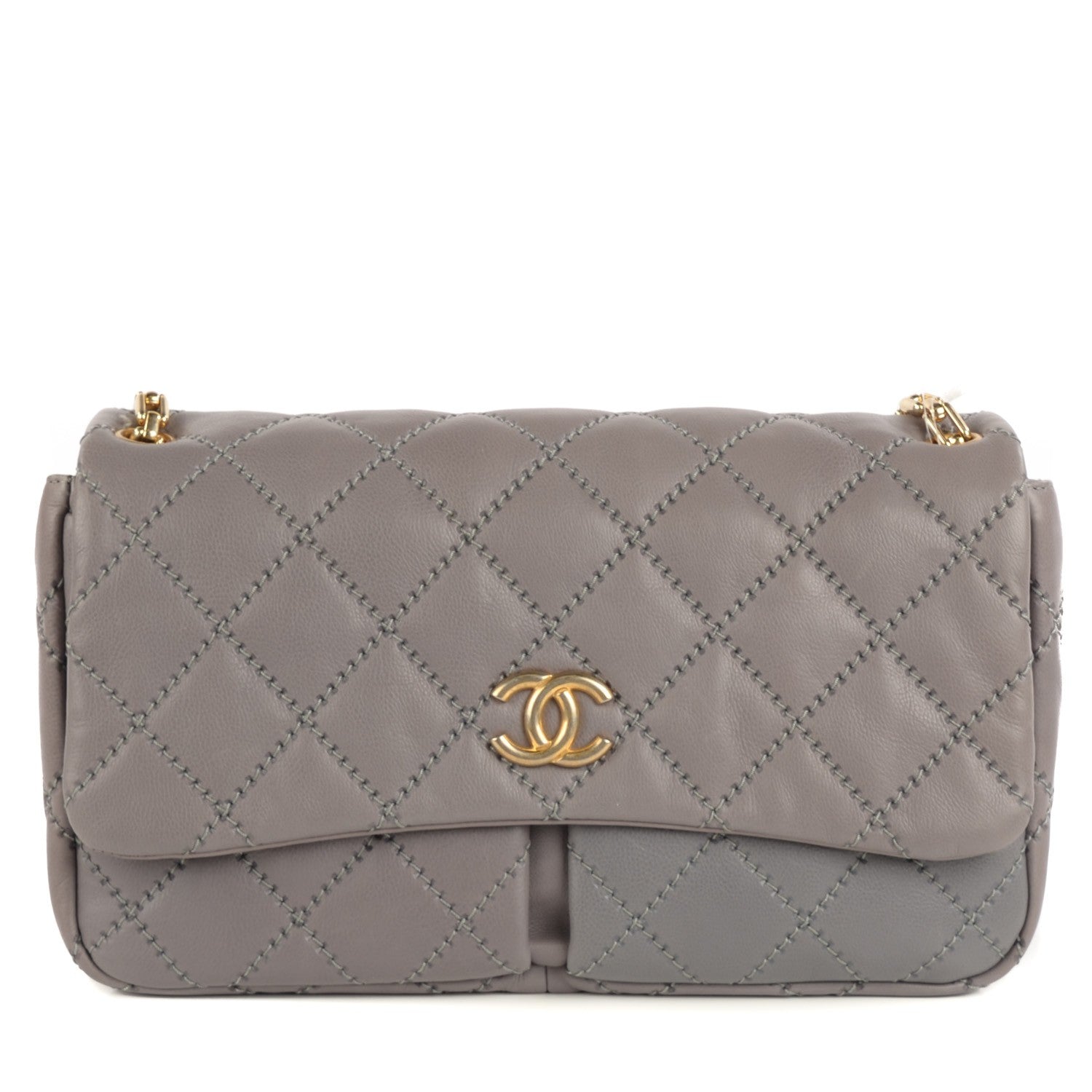 Chanel Calfskin Quilted Large Retro Chain Flap Grey 1 of 8