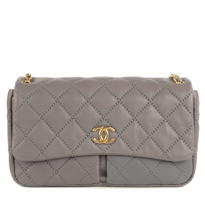 Chanel Calfskin Quilted Large Retro Chain Flap Grey 1 of 8