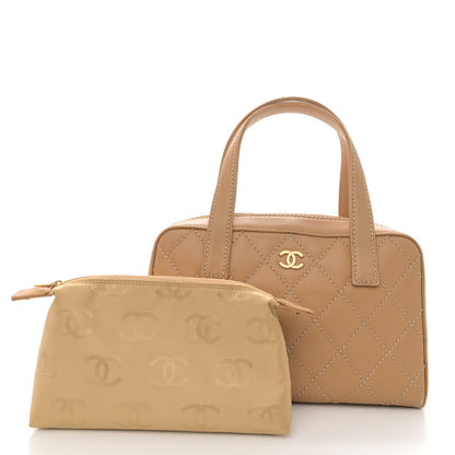 Chanel Calfskin Wild Stitch Top Handle Bag Beige 3 of 20