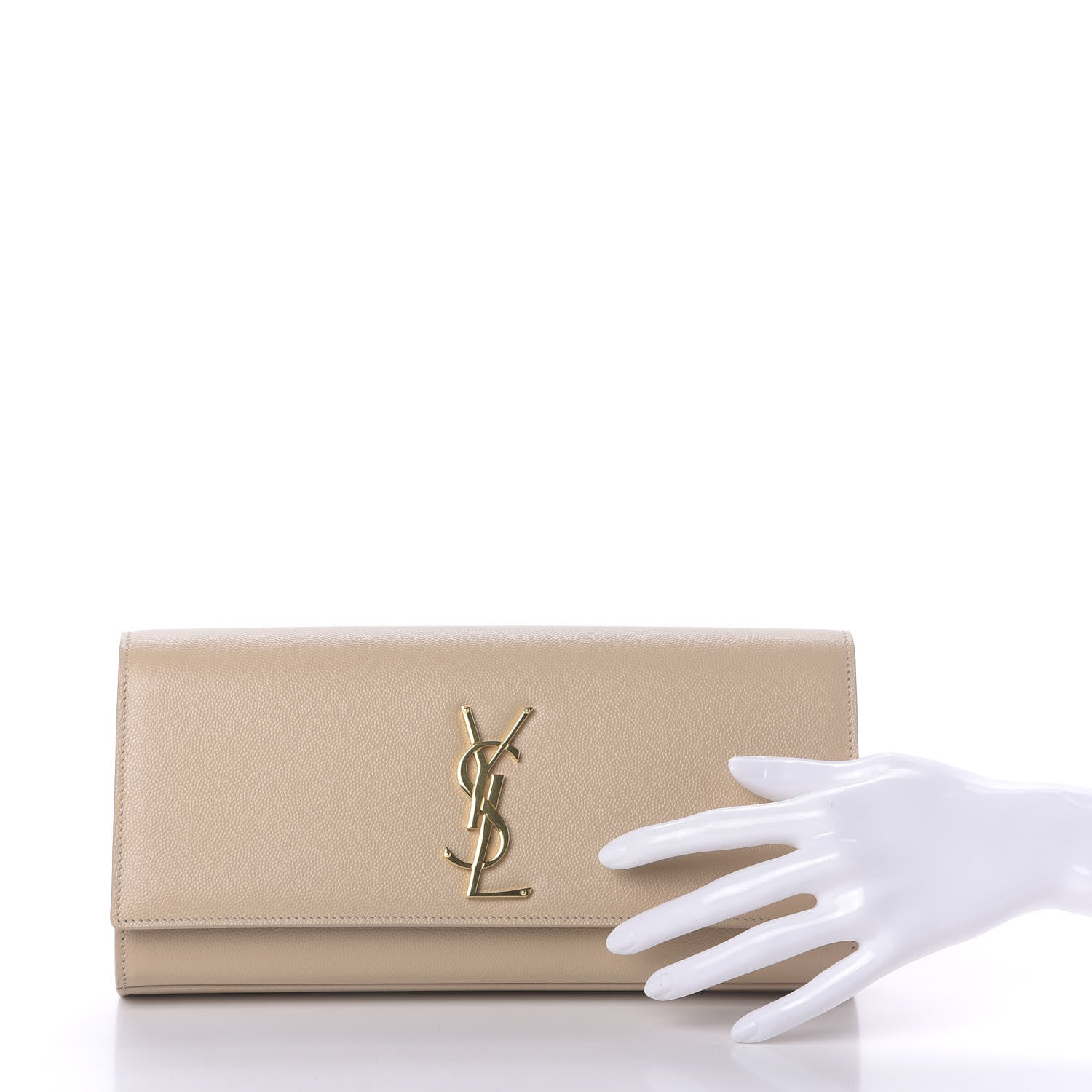 Saint Laurent Grain De Poudre Classic Monogram Cassandre Clutch Nude Powder 2 of 10