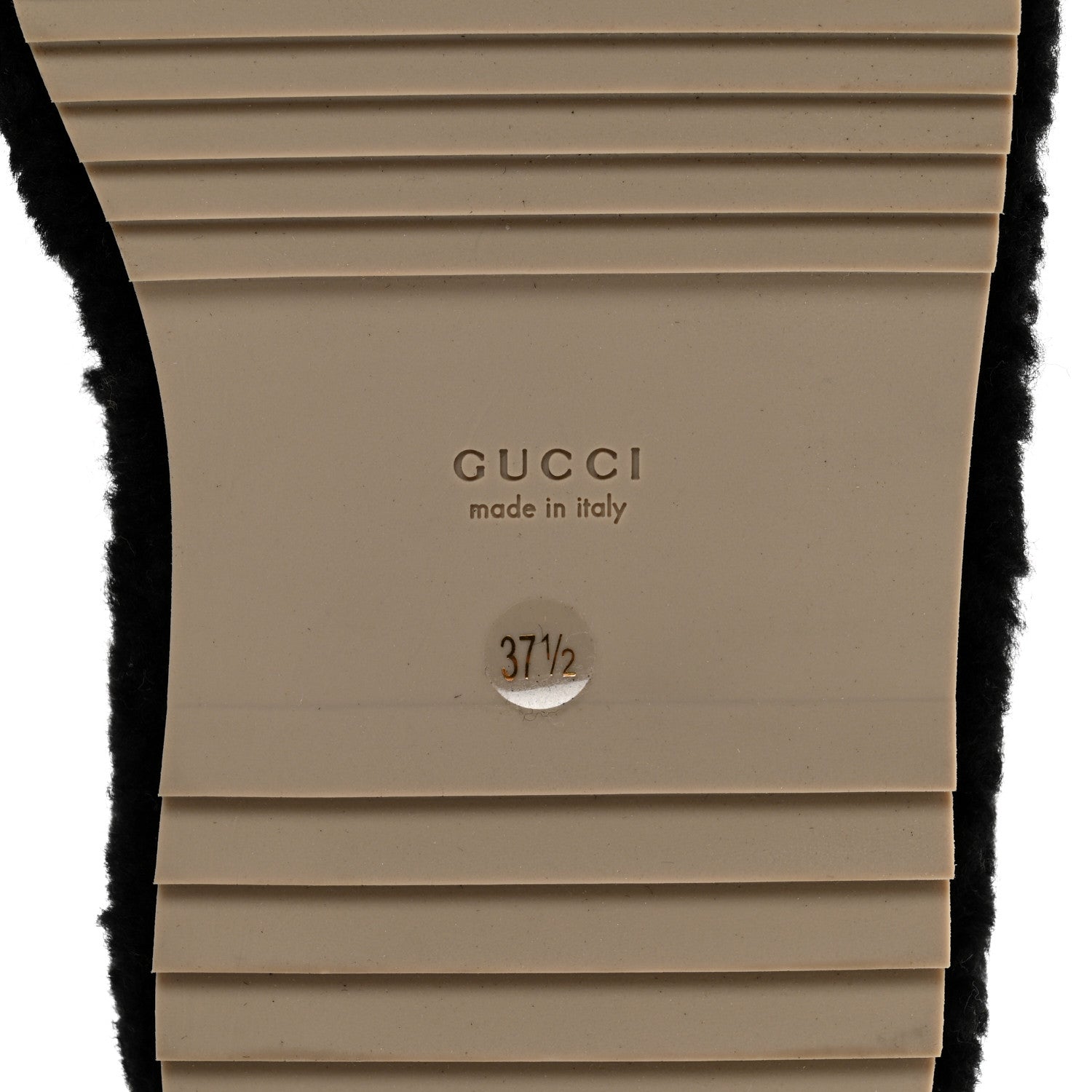Gucci Shearling Womens Elea Platform Slide Sandals 37.5 Black Butterscotch 6 of 8