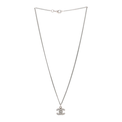 Chanel Crystal CC Necklace Silver 3 of 4