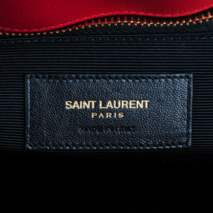 Saint Laurent Grain De Poudre Matelasse Chevron Monogram Shopping Bag Red 6 of 7