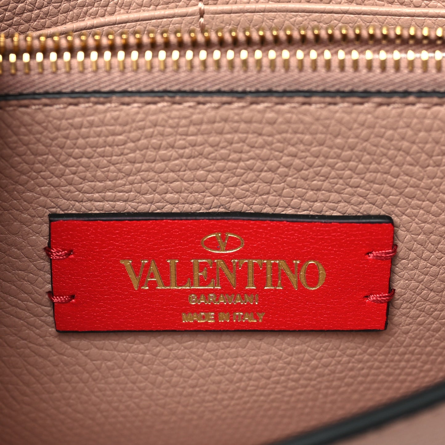 Grainy Calfskin Vlogo Wallet On Chain Rose Cannelle