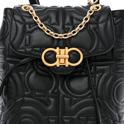 Salvatore Ferragamo Calfskin Quilted Gancini Backpack Black 8 of 10