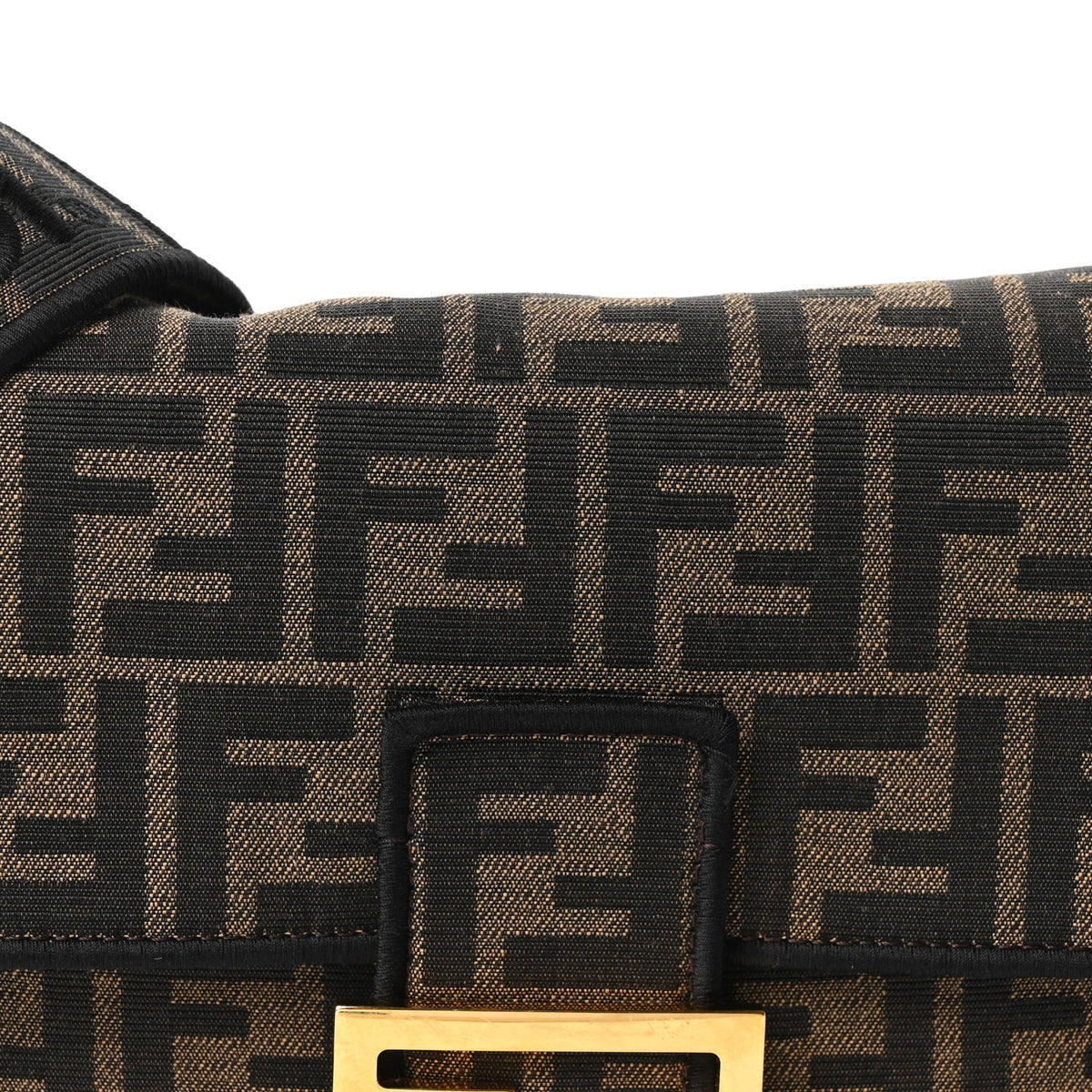 Fendi Fabric Jacquard FF 1974 Medium Baguette Tobacco Moro Black 15 of 20