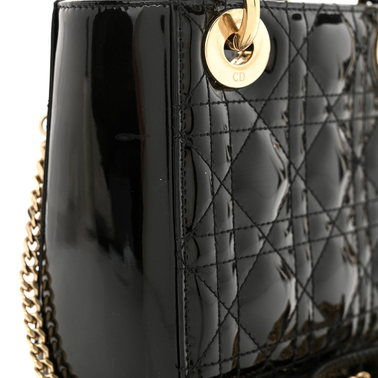 Patent Cannage Mini Lady Dior Black