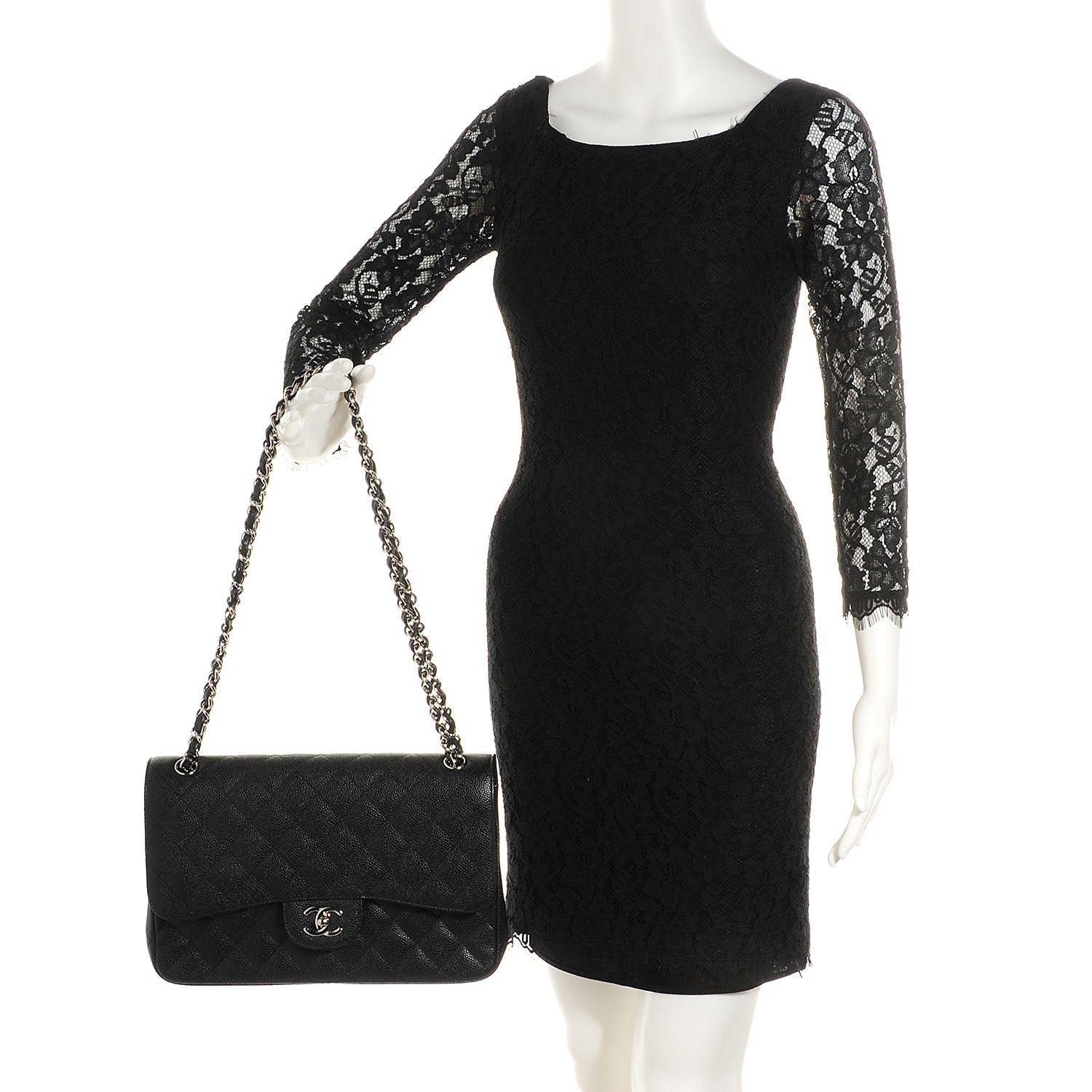 Chanel Caviar Quilted Jumbo Double Flap Black 2 of 8