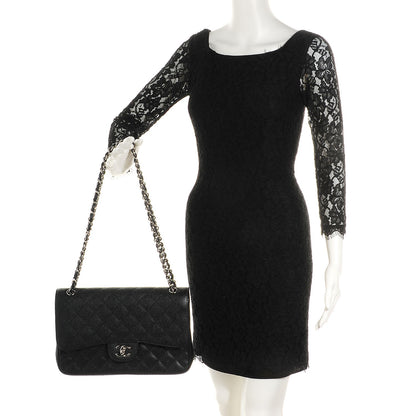 Chanel Caviar Quilted Jumbo Double Flap Black 2 of 8