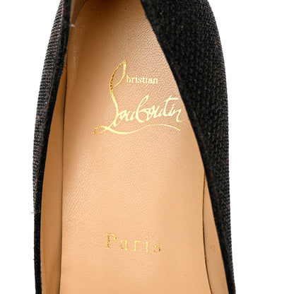 Christian Louboutin Glitter Tisse Veau Velours Heart Embellished Coramia Point Toe Flats 35 Black 7 of 9