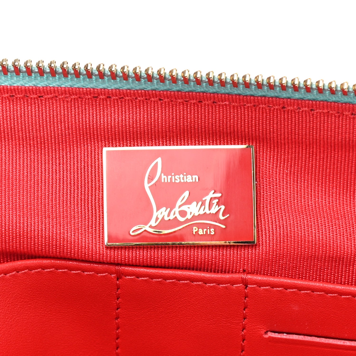 Christian Louboutin Peter Spikes Medium Pouch Turquoise 6 of 10