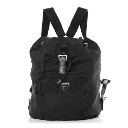 Prada Nylon Vela Medium Cinch Backpack Black 1 of 12