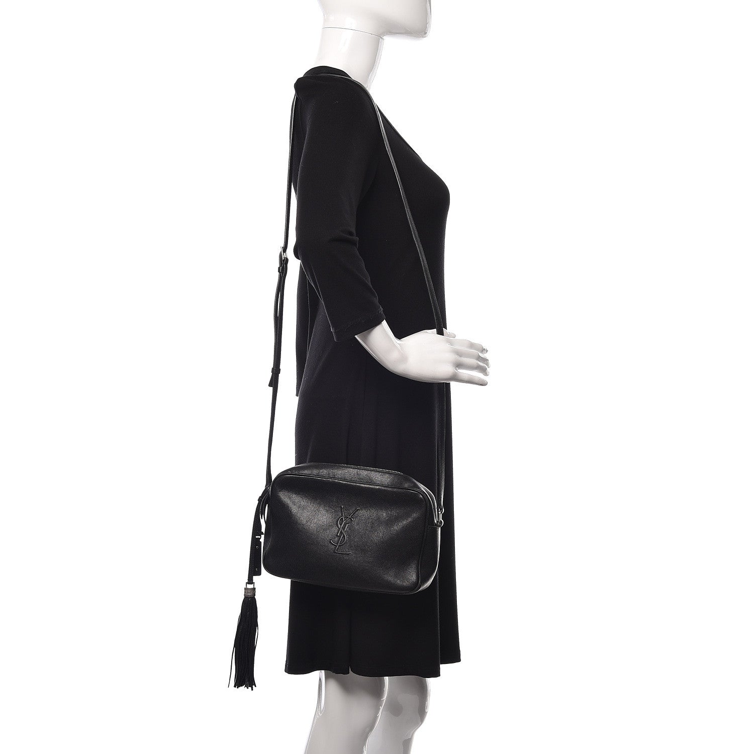 Saint Laurent Lambskin Monogram Small Lou Camera Bag Black 2 of 17