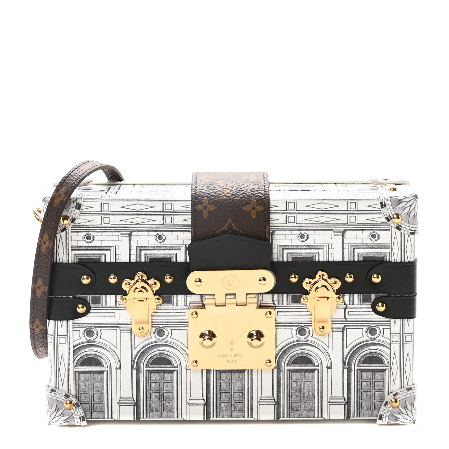 Louis Vuitton X FORNASETTI Calfskin Architettura Petite Malle White Black 1 of 9