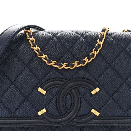 Chanel Caviar Quilted Small CC Filigree Flap Navy 8 of 14