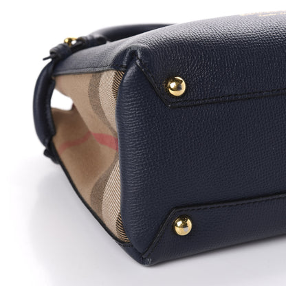 Burberry Grainy Calfskin House Check Baby Banner Tote Ink Blue 6 of 12