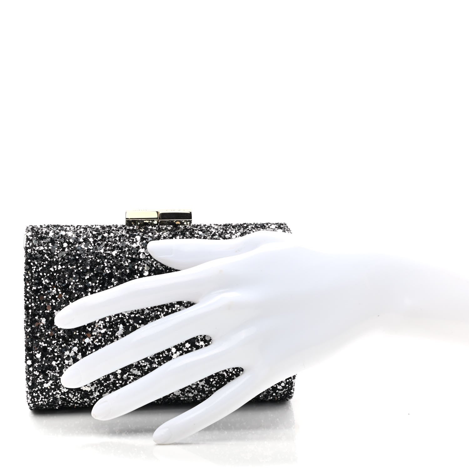 Jimmy Choo Glitter Fabric Mini Tube Black Silver 2 of 6
