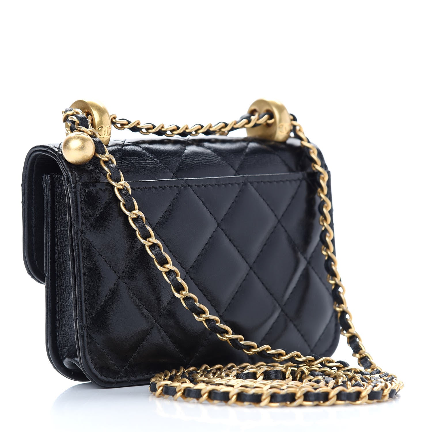 Chanel Calfskin Quilted Perfect Fit Coin Purse With Chain Black 3 of 10