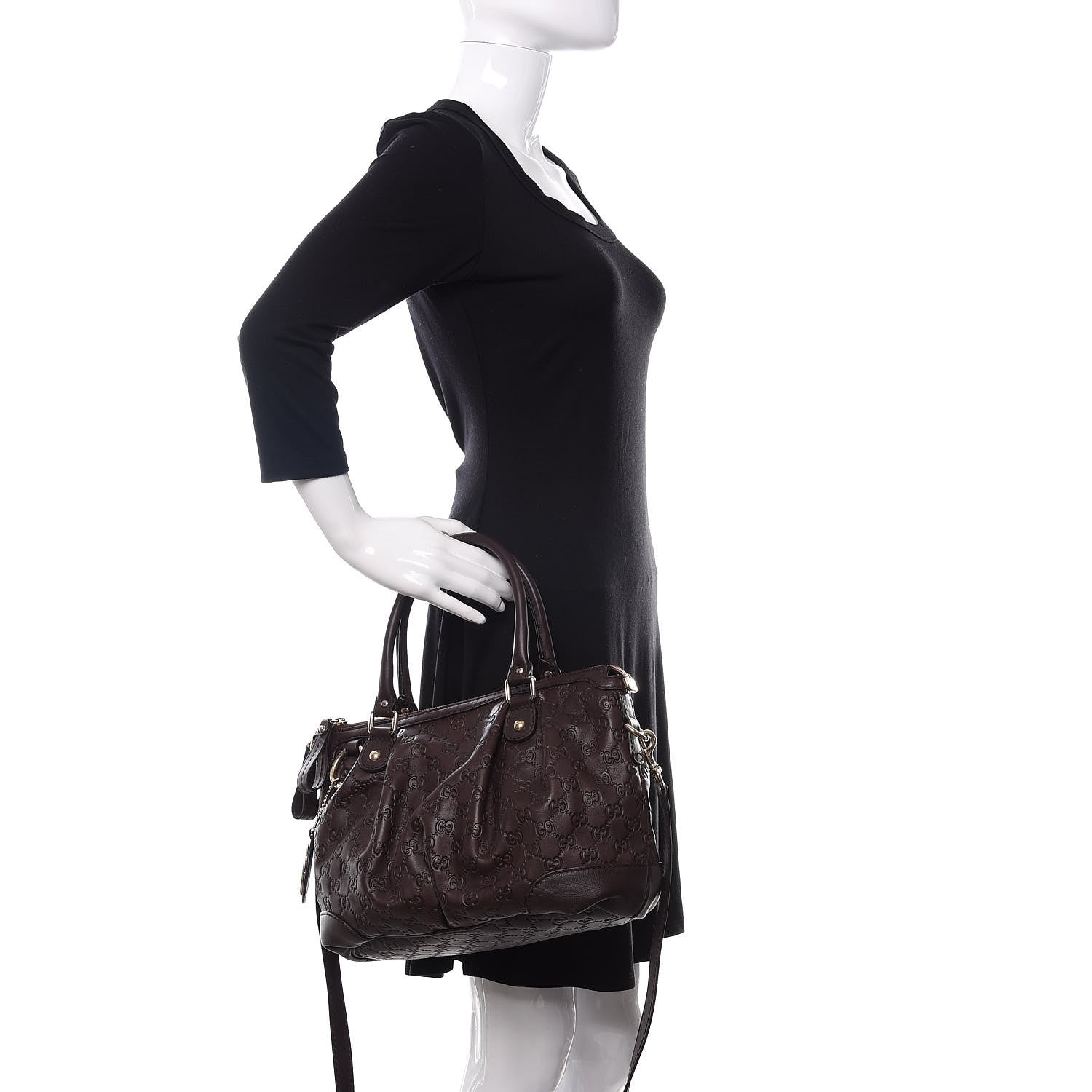 Gucci Guccissima Medium Sukey Top Handle Bag Dark Brown 3 of 12