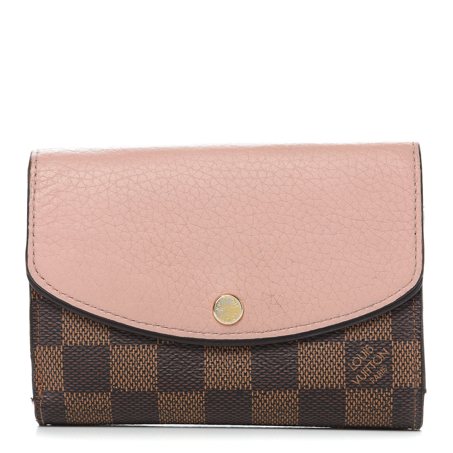Damier Ebene Normandy Compact Wallet Rose Ballerine