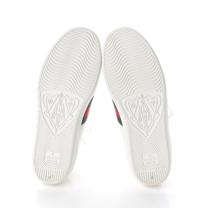 Gucci Calfskin Ayers Bee Embroidered Womens Ace Sneakers 37 White Green 7 of 8