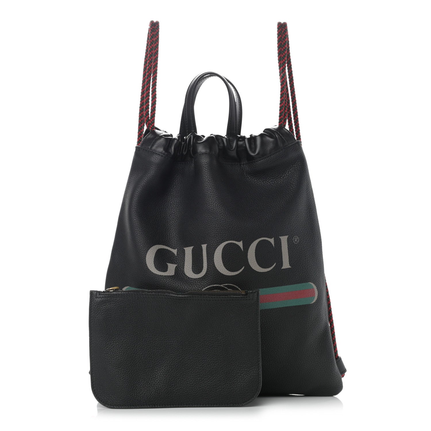 Gucci Calfskin Logo Drawstring Backpack Black 1 of 15
