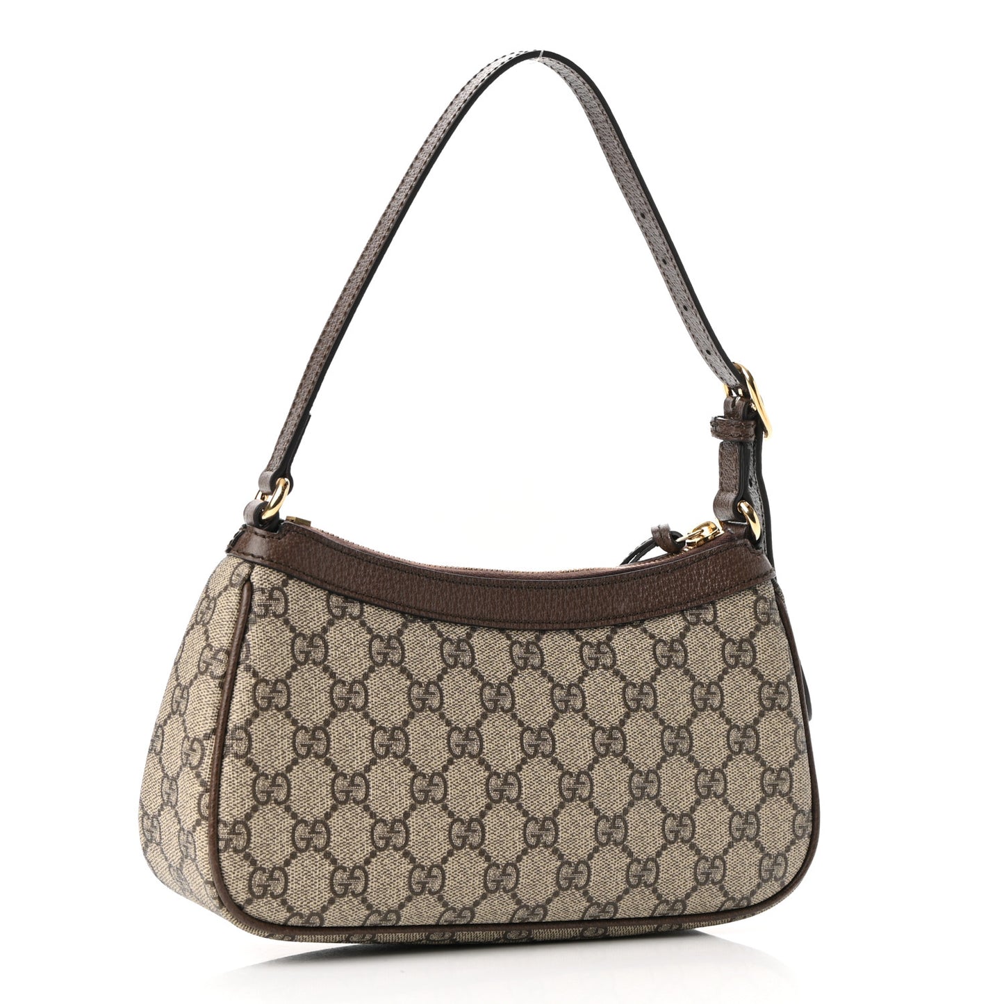 GG Supreme Monogram Textured Dollar Calfskin Small Ophidia Hobo Beige Ebony New Acero