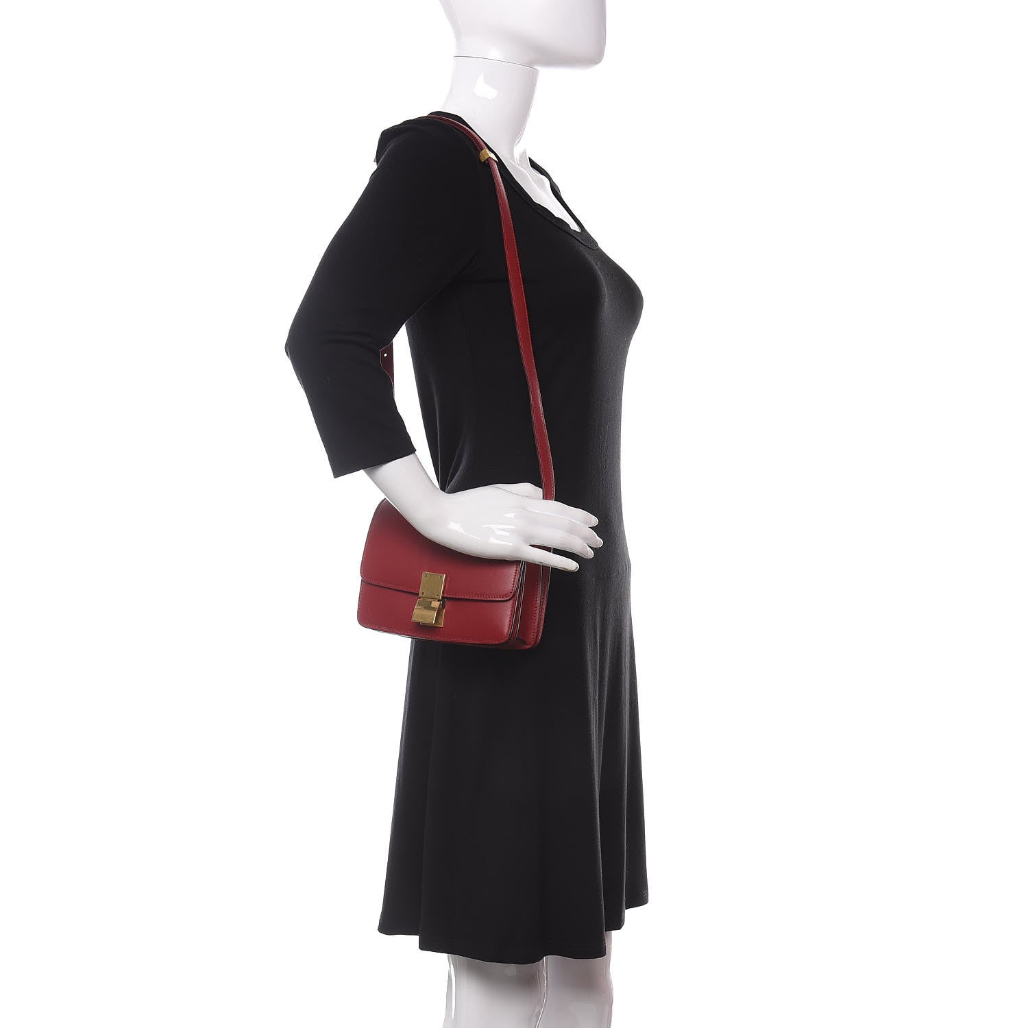 Celine Box Calfskin Small Classic Box Flap Bag Red 2 of 10