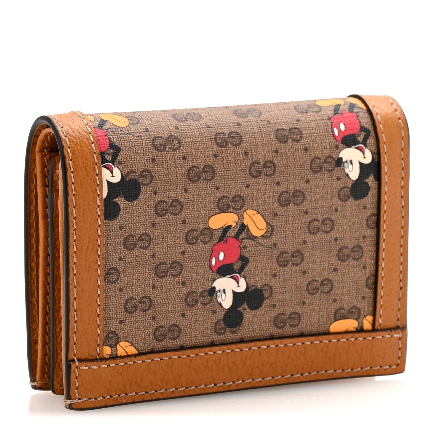 Gucci X DISNEY Mini Vintage GG Supreme Monogram Mickey Mouse Card Holder Wallet Beige Vintage Sun Oil 3 of 8