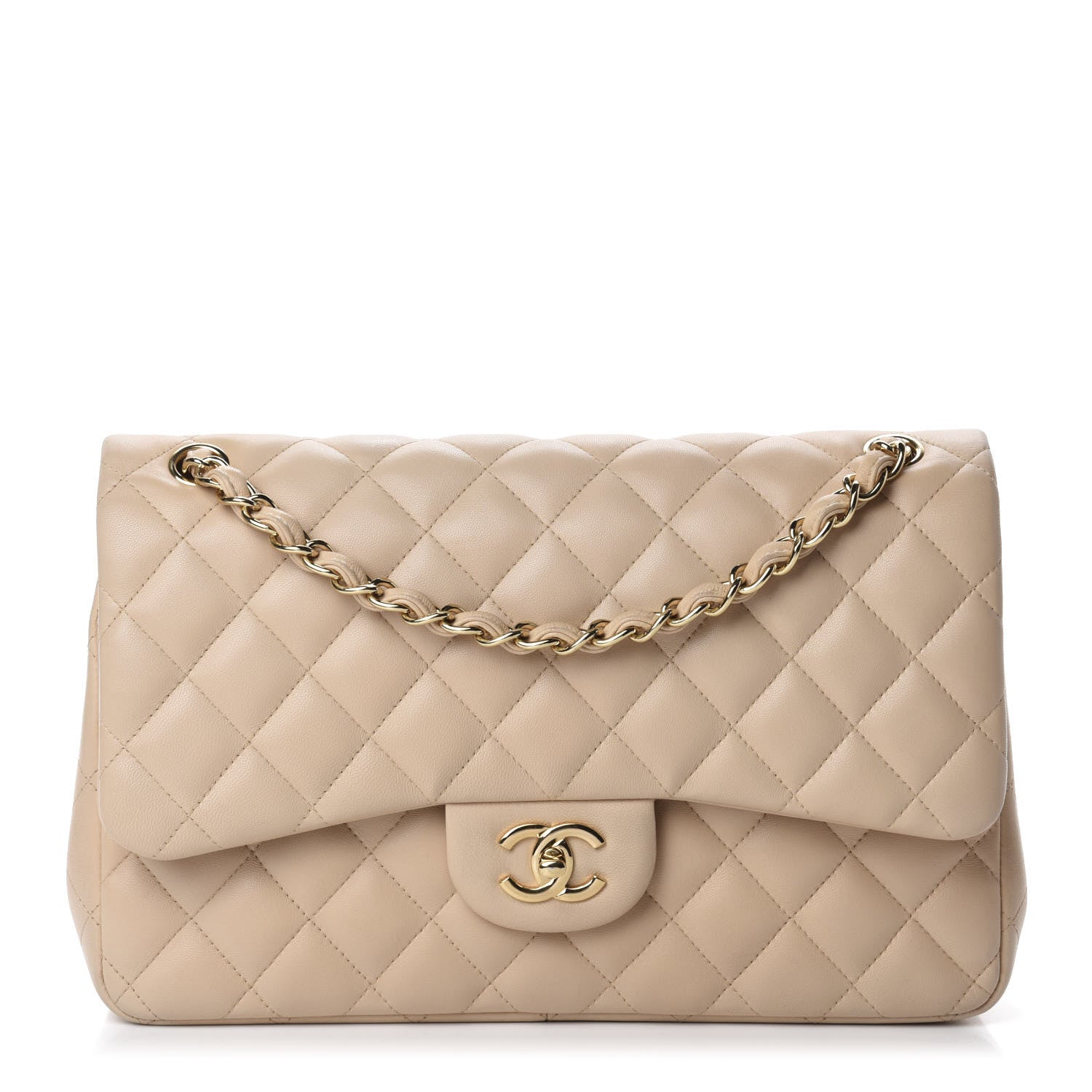 Chanel Lambskin Quilted Jumbo Double Flap Beige 1 of 12