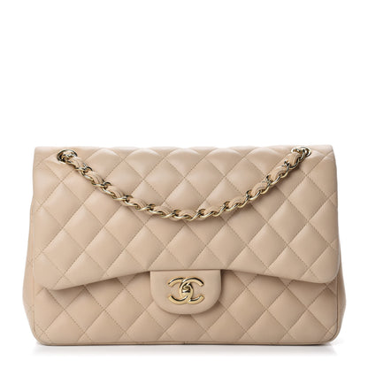 Chanel Lambskin Quilted Jumbo Double Flap Beige 1 of 12