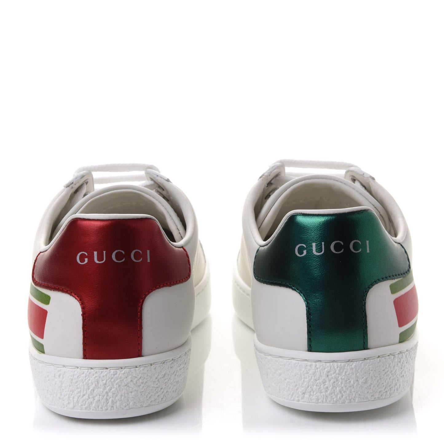 Calfskin Interlocking G Womens New Ace Sneakers 35 White Red Flame Green