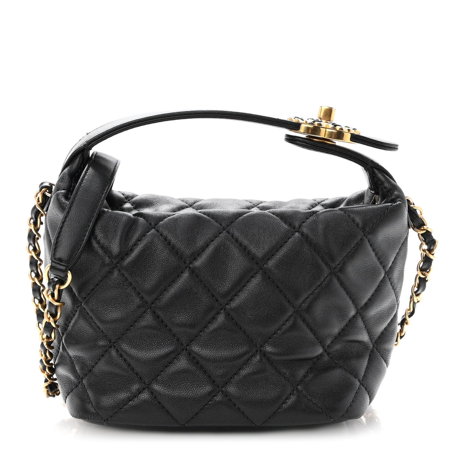Lambskin Quilted Small Perfect Meeting Hobo Black