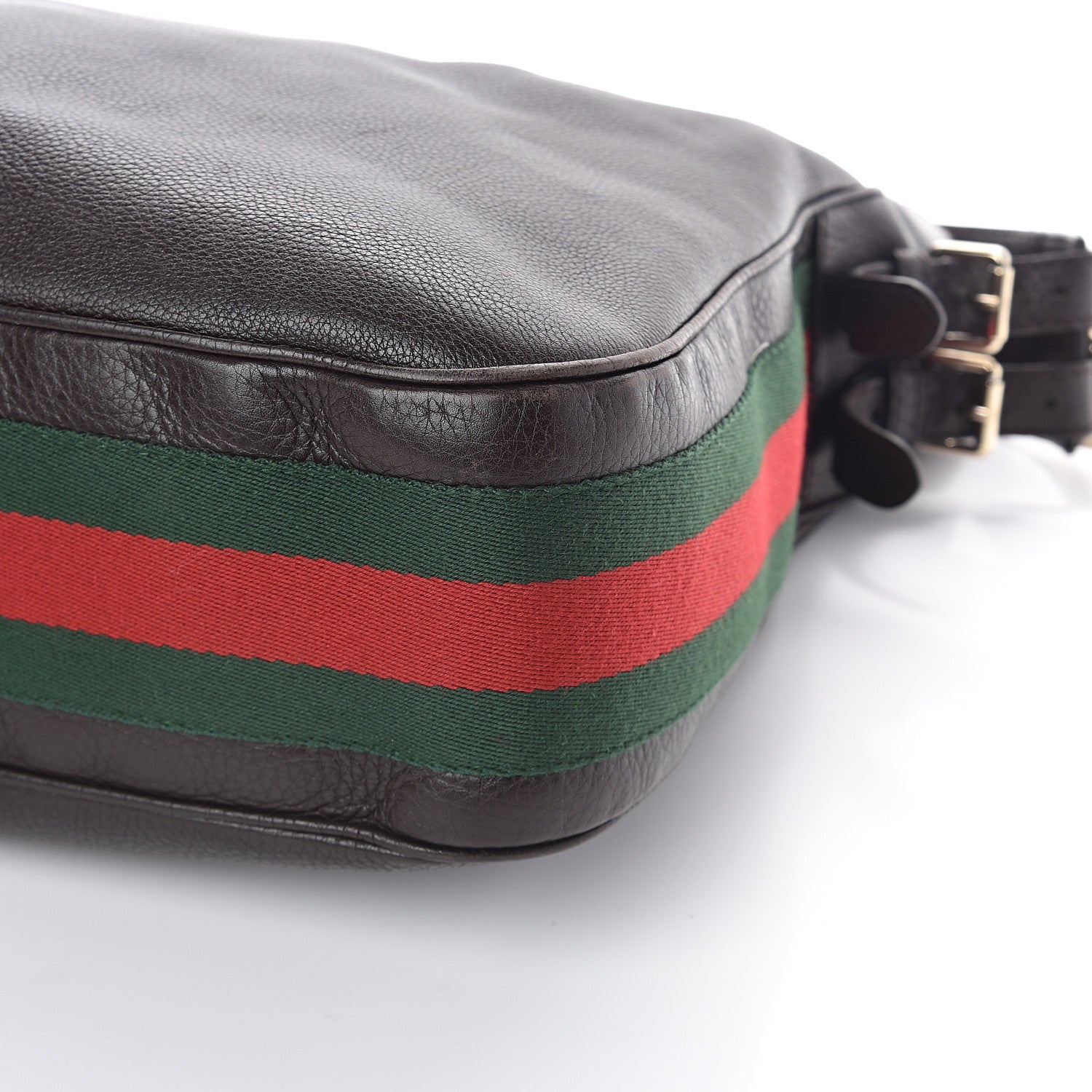 Gucci Calfskin Web Heritage Shoulder Bag Dark Brown 10 of 10