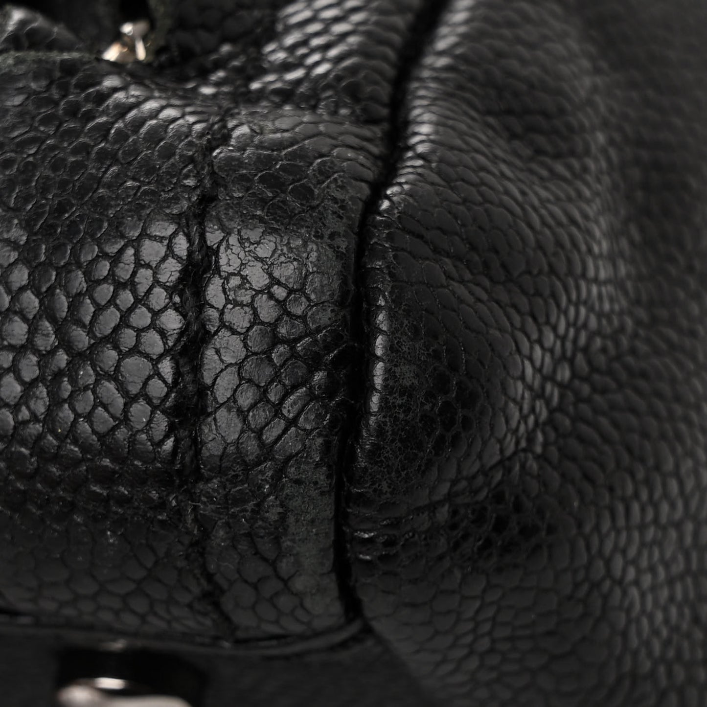 Glazed Calfskin Modern Chain Tote Black
