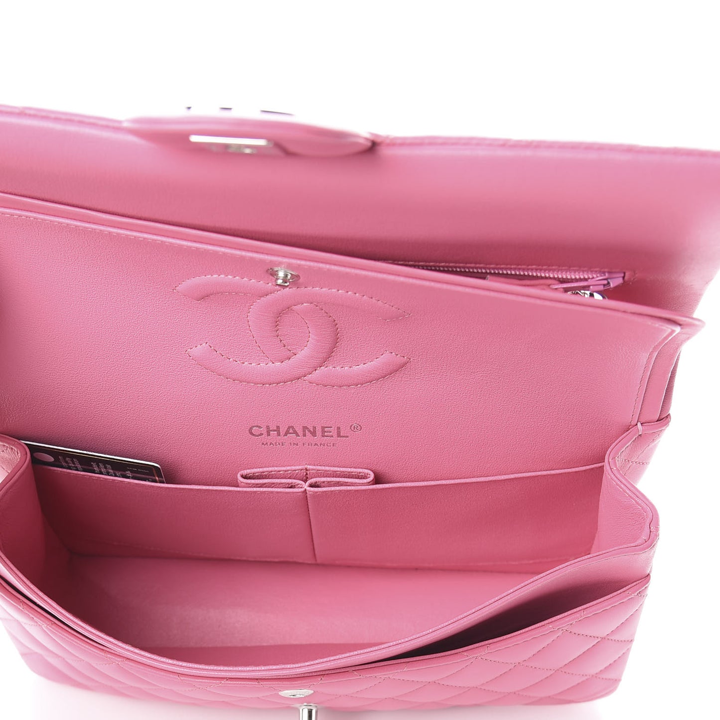 Lambskin Quilted Medium Double Flap Pink