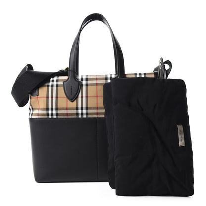 Burberry Calfskin Vintage Check Kingswood Achly Diaper Bag Black 4 of 12