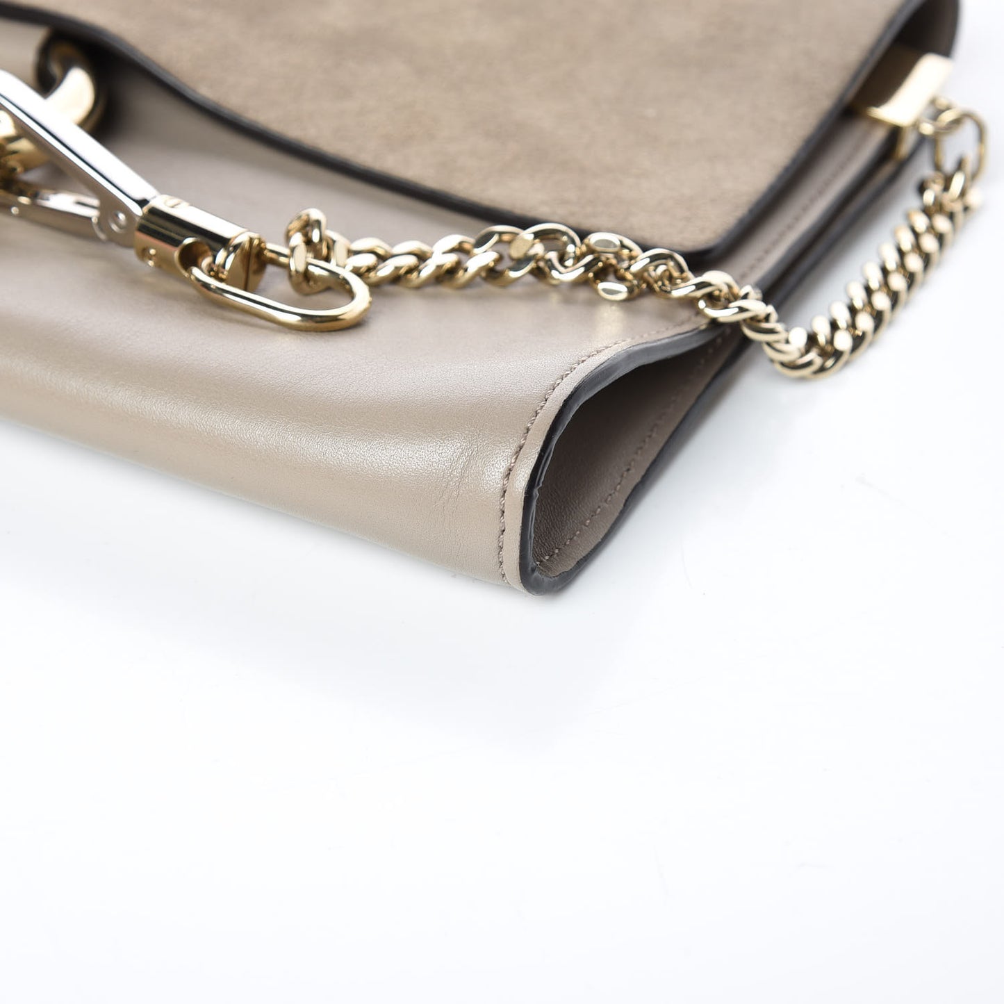 Suede Calfskin Faye Clutch Motty Grey